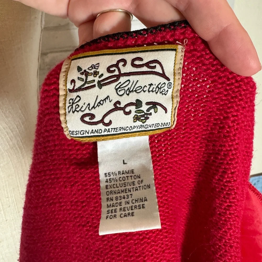Heirloom Collection Red Black Floral Knit Cardigan